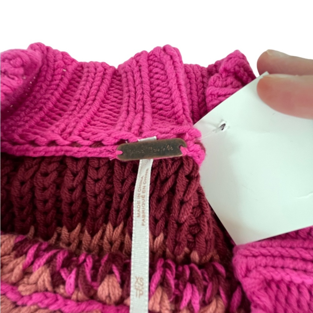Free People Devon Sweater / Fuschia Rose Combo Size XS SOLD OUT! - Picture 4 of 8